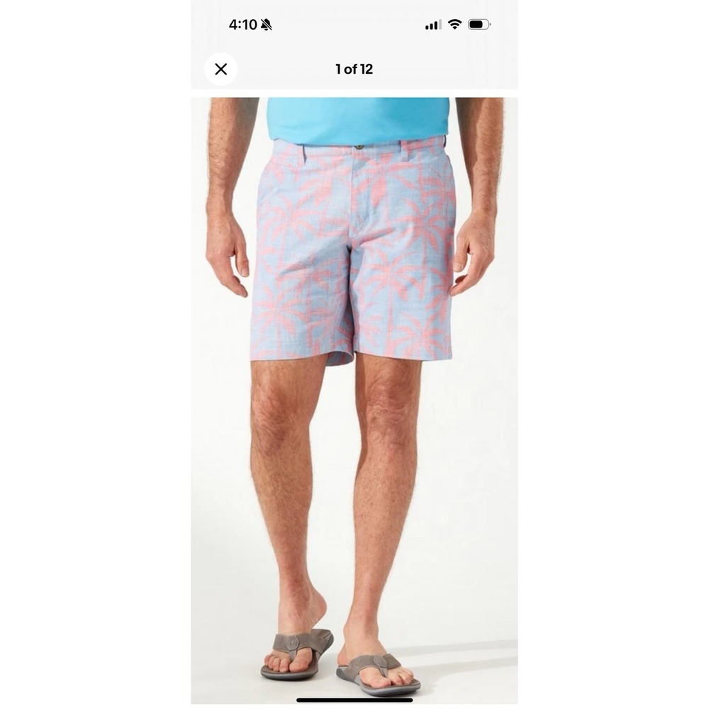 Tommy Bahama Men's 28 Boracay Twin Palms Blue Peach Shorts ST889895